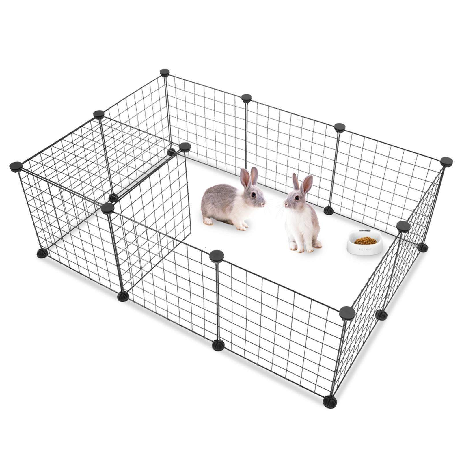 Wistore Pet Playpen, Small Animal Cage Indoor Portable Metal Wire Yard Fence for Small Animals, Guinea Pigs, Rabbits Kennel Crate Fence Tent, Black, PP04