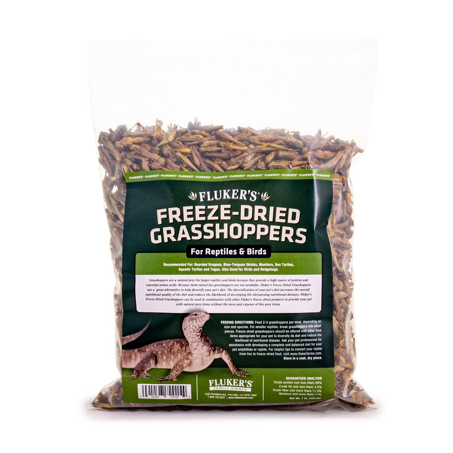Fluker\\\'s Freeze Dried Grasshoppers for Reptiles, Packed with Protein and Essential Nutrients, 1 lb Value Pack