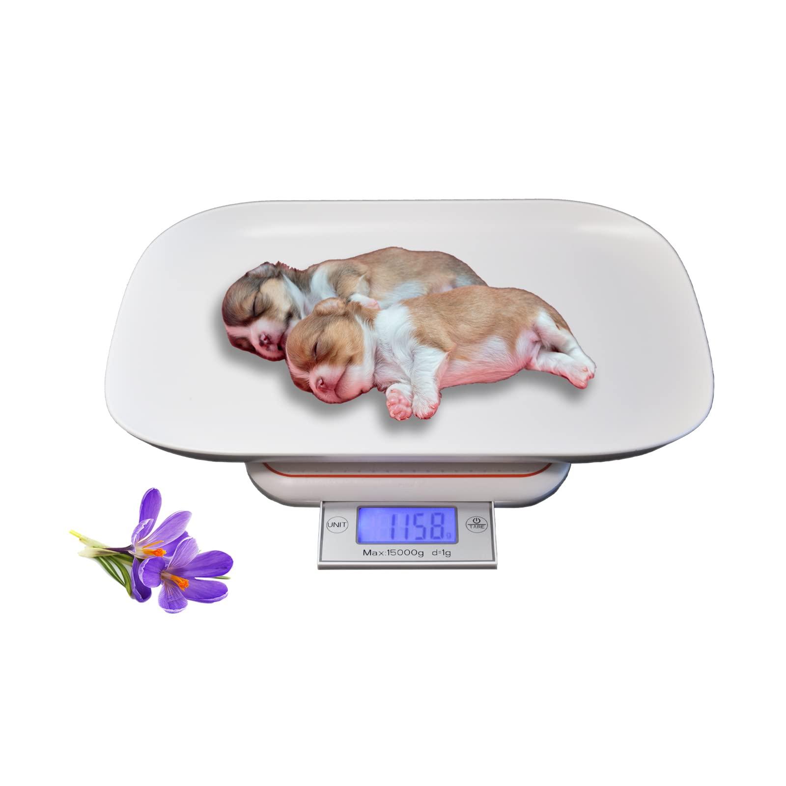 Flyvyan Digital Pet Scale, Puppy Scale for Whelping, Kitten Scale with Foldable LED Display, Small Animal Scale for Cat/Rabbit, Weight Max 33 lbs, Removable Tray Size 14 x 9.5 \\\