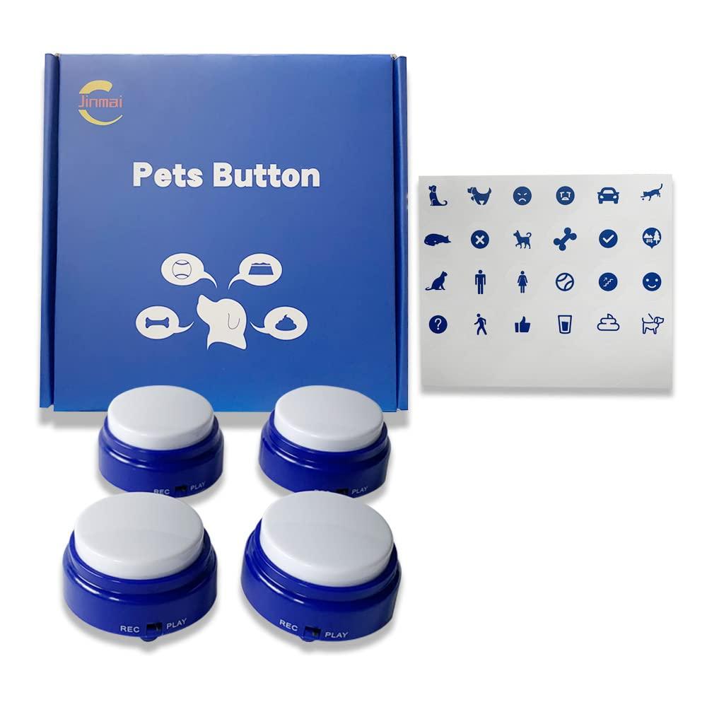 Dog Buttons for Communications- Set of 4 Pets Button ,Mini Recordable Sound Buttons,Speaking Button for Dog Training,Communication Training Dog Buzzers, cat Voice Recording Button Small Size Buzzer