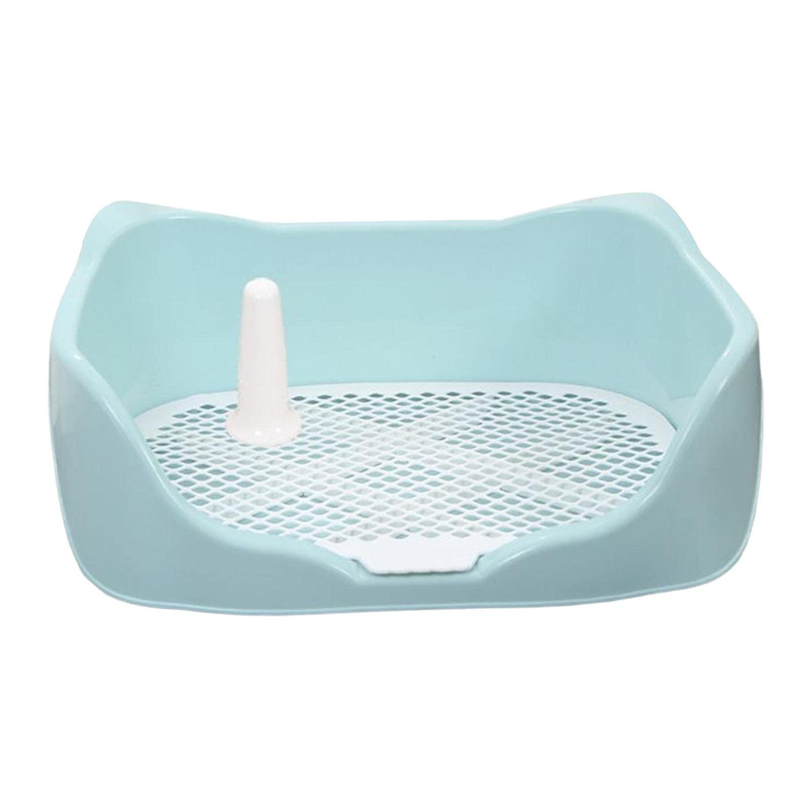 Dog Potty Tray With Removable Pee Post Three Side Wall Accessories Dog Pad Holder Tray, Keep Paws Dry And Clean Dog Training Toilet, Sky Blue