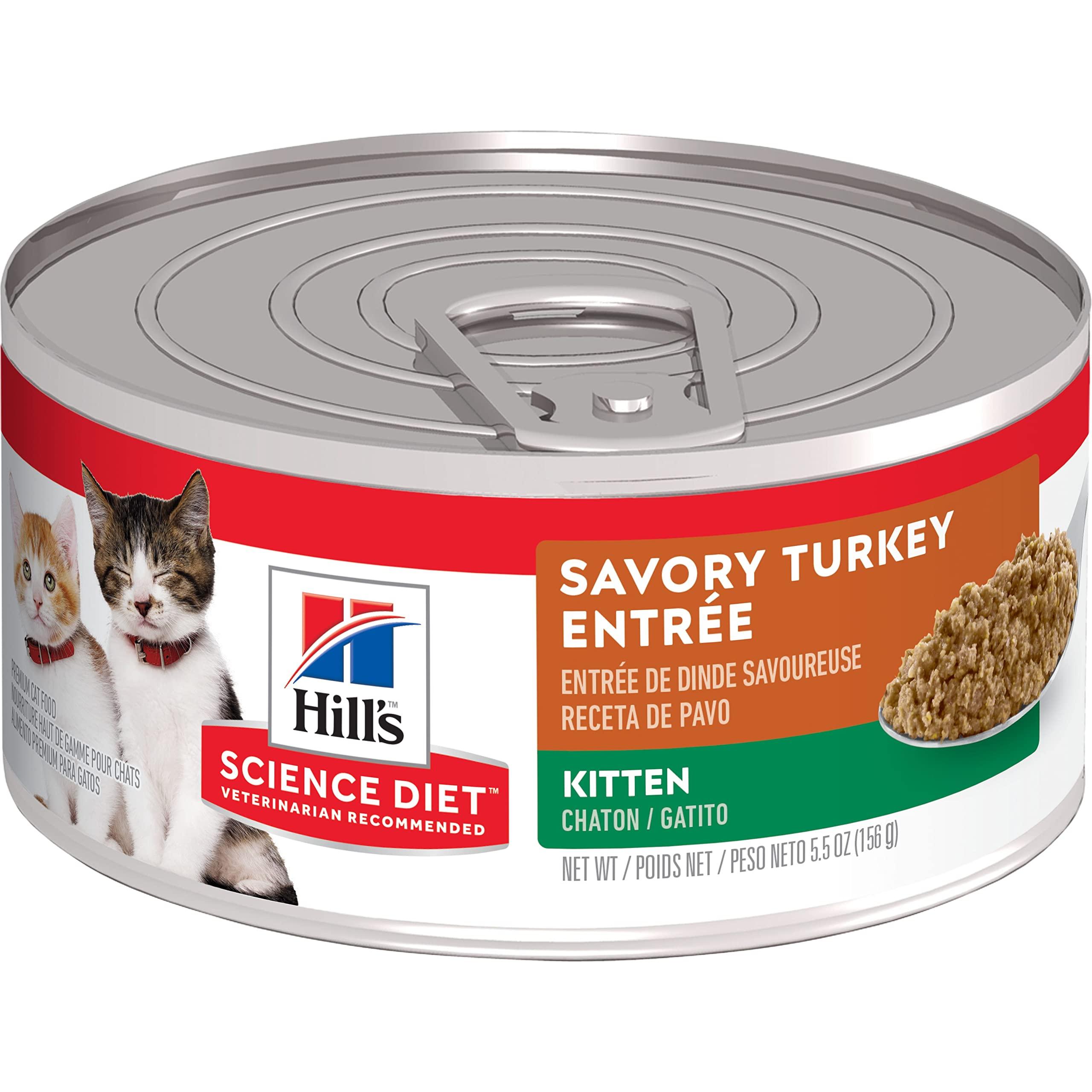 Hill's Science Diet Wet Cat Food, Kitten, Savory Turkey Entre, 5.5 oz. Cans, 24-Pack