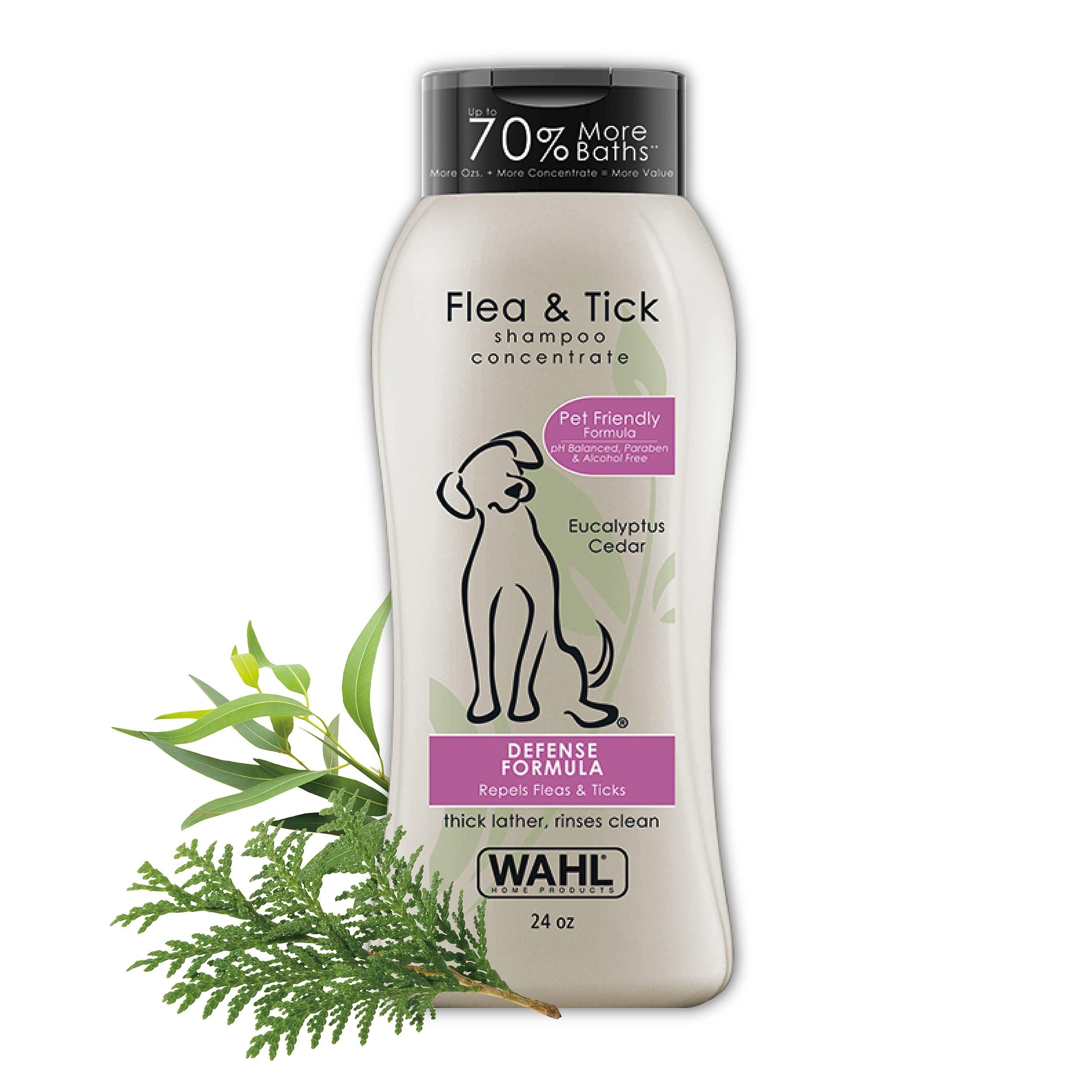 Wahl USA Flea & Tick Repelling Dog Shampoo for Pets - Defense Formula with Eucalyptus Cedar & Rosemary - 24 Oz - 820007A