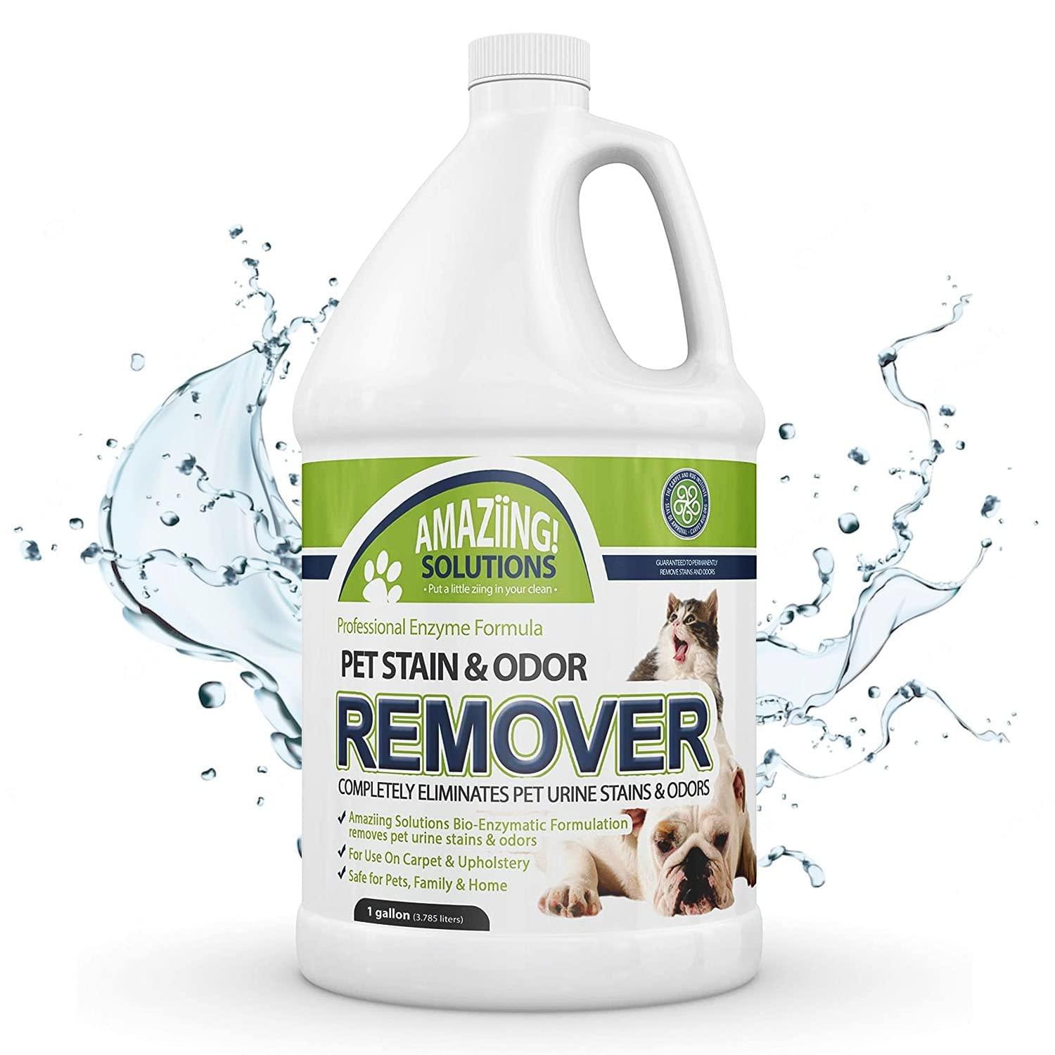 Amaziing Solutions Pet Stain and Odor Remover - Enzyme Cleaner, Pet Urine Odor Eliminator Refill - Floor & Carpet Cleaner, Pet Deodorizers For Home, Fabric Freshener W/Fresh, Clean Scent, 1 Gallon