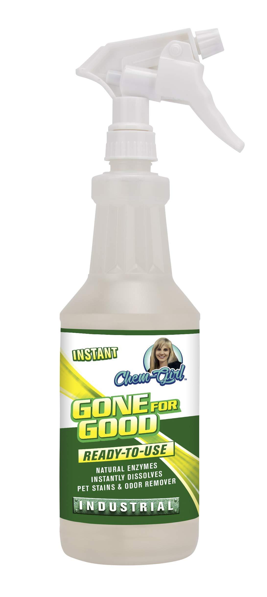 Chem-Girl - Gone for Good - Professional Odor, Stain, Urine Remover - Good for Dog & Cat Spot Cleaning, Carpets, Rug, Pet Beds, Other Household Uses - All Natural, Pet & Family Safe - 1 Quart