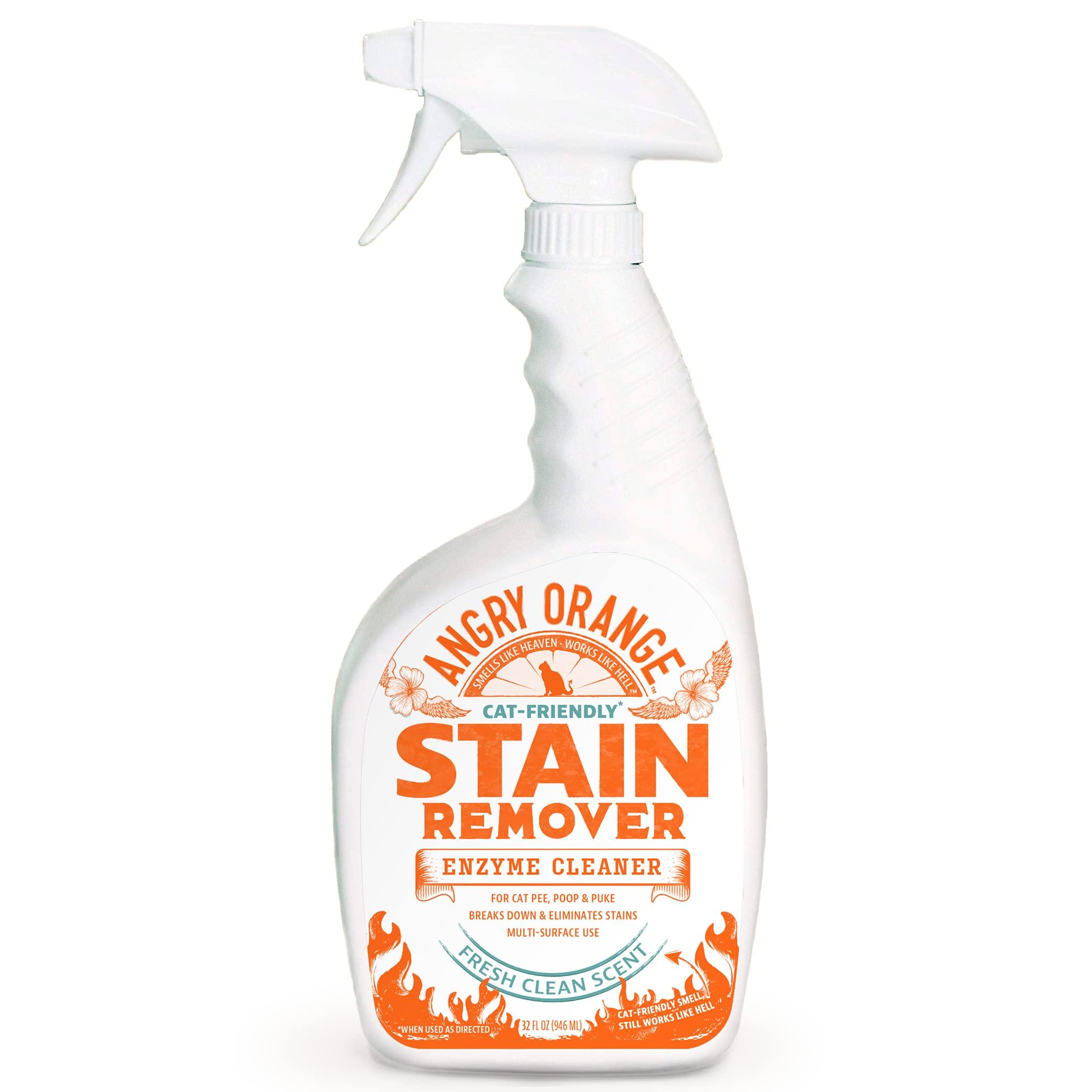 ANGRY ORANGE Cat Urine Odor Eliminator & Pet Stain Remover - Carpet Cleaner for Pets, Fresh Scented Cat Urine Deodorizing Spray and Enzyme Cleaner for Home Use