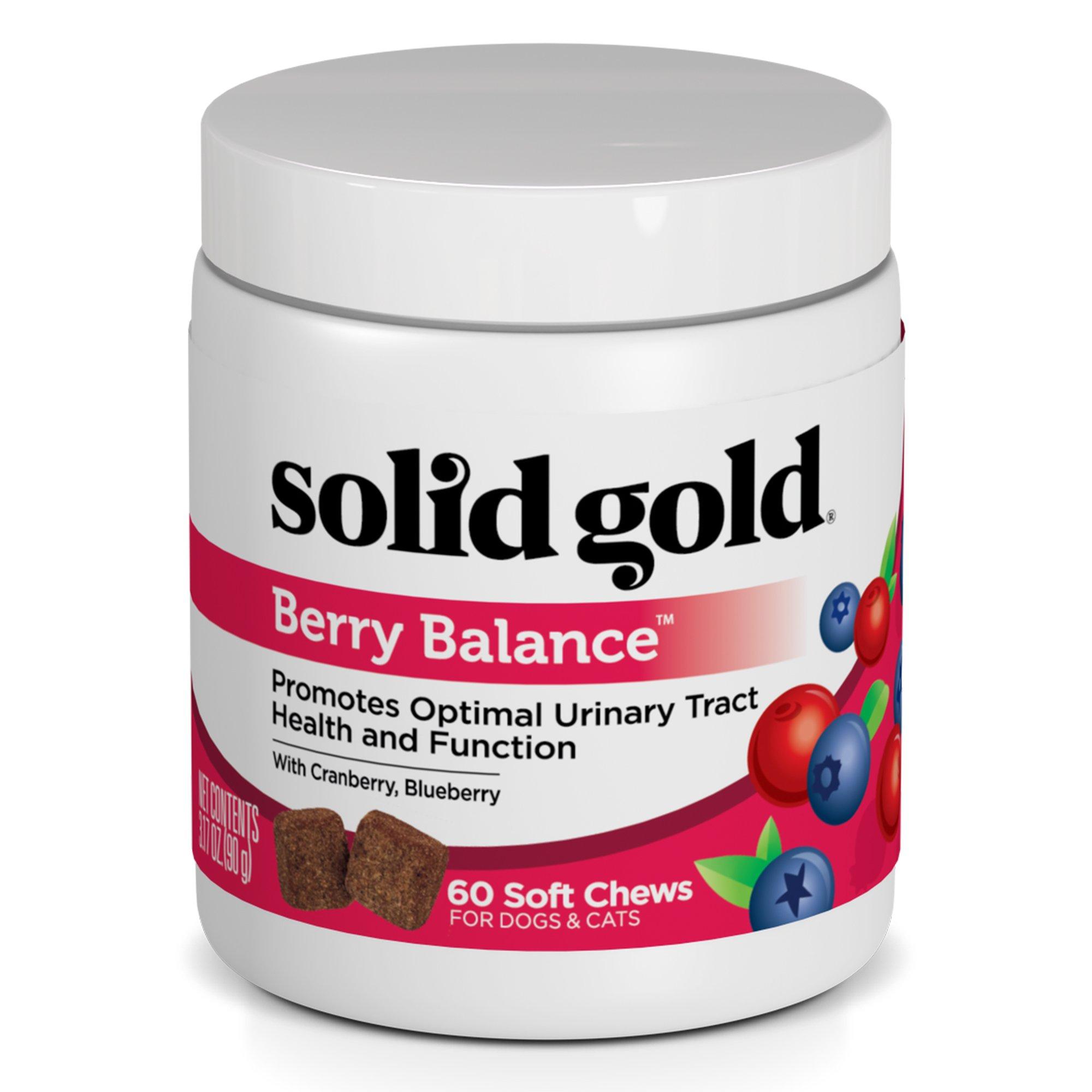 Solid Gold Cranberry Supplement for Dogs & Cats for Urinary Tract Health - Berry Balance Chews UTI + Bladder + Kidney Support for Cats and Dogs with Antioxidants