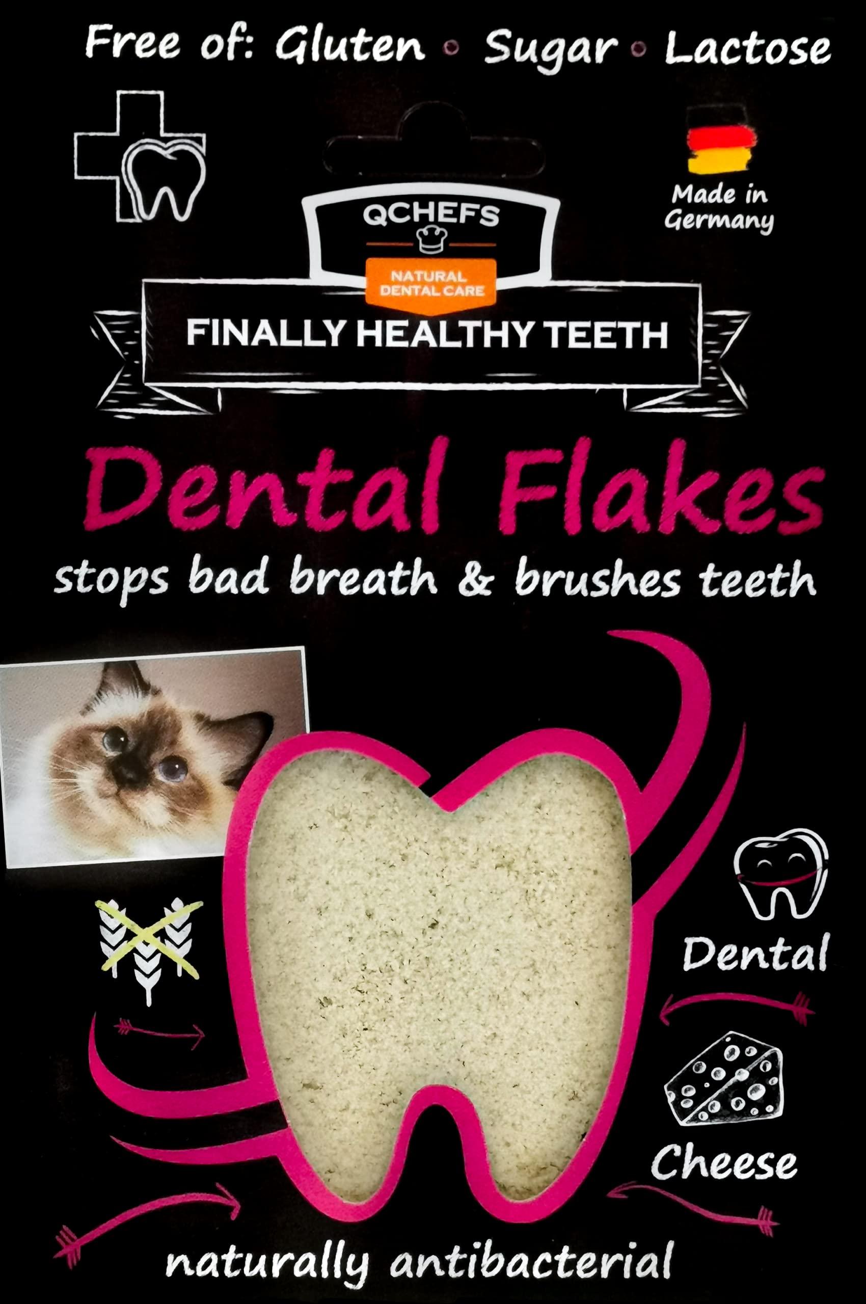 QCHEFS Dental Flakes for Cats - Two Month Supply* - Food Topper - After Meal Licking Treat, Oral Health Snack with Amino Acids.