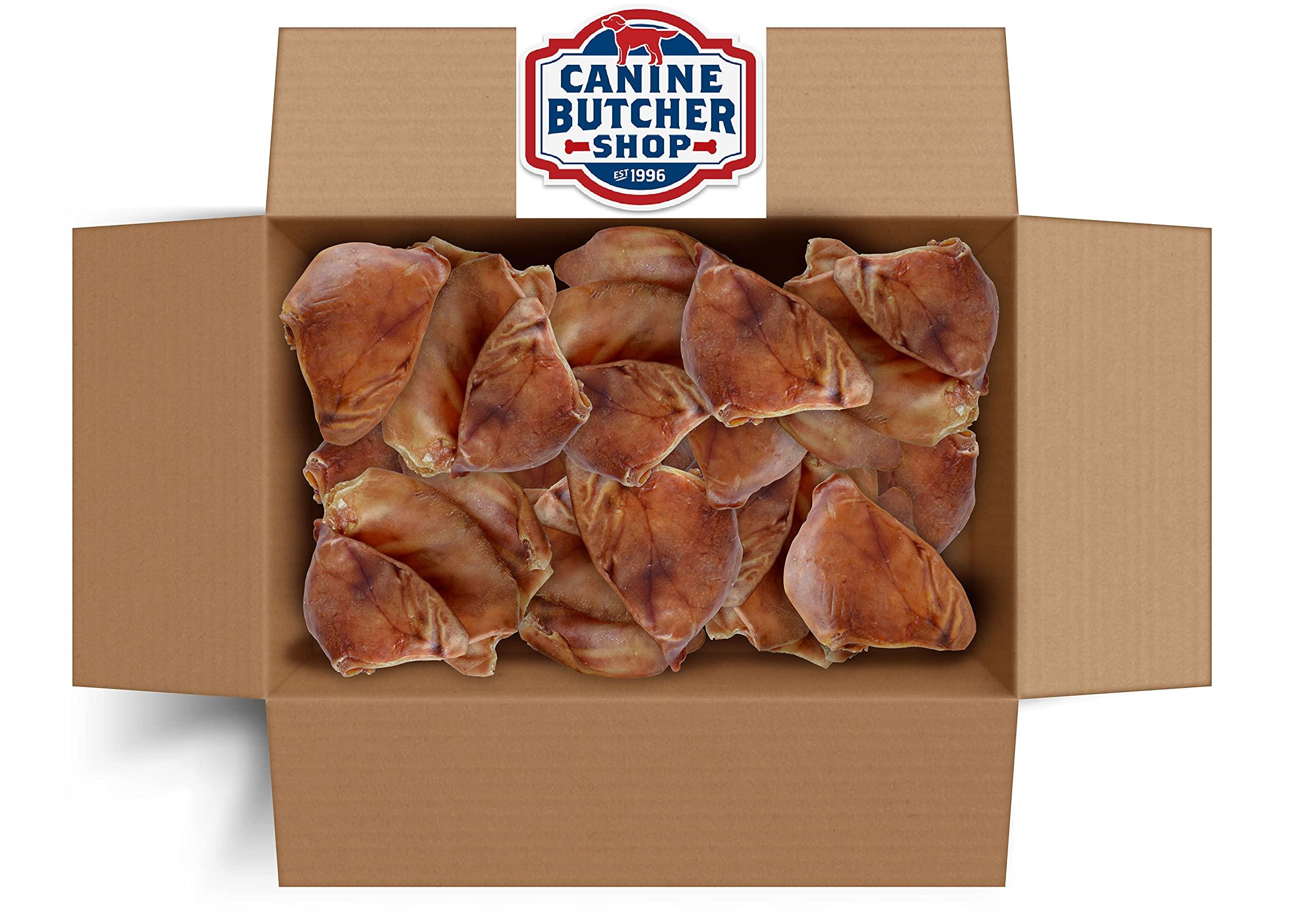 Canine Butcher Shop Always USA Made Pig Ears for Dogs, All Natural, Sourced in USA Pig Ears, Digestible Pork Dog Chew Treat (30-Pack)