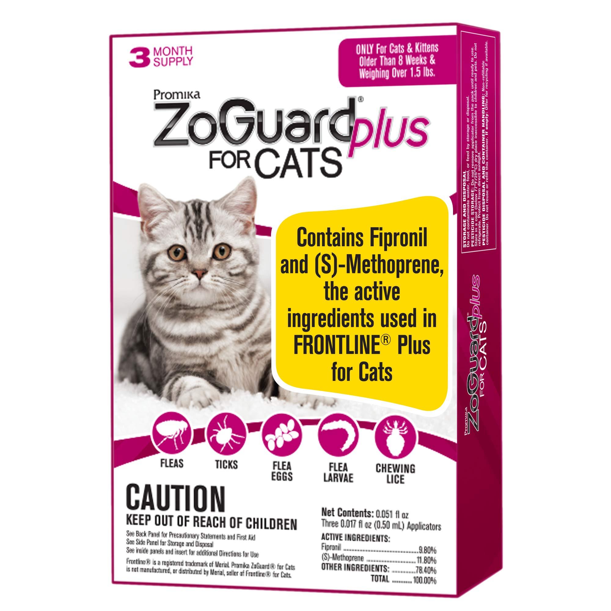 ZoGuard Plus Flea and Tick Prevention for Cats, Over 1.5 lbs (3 Dose)