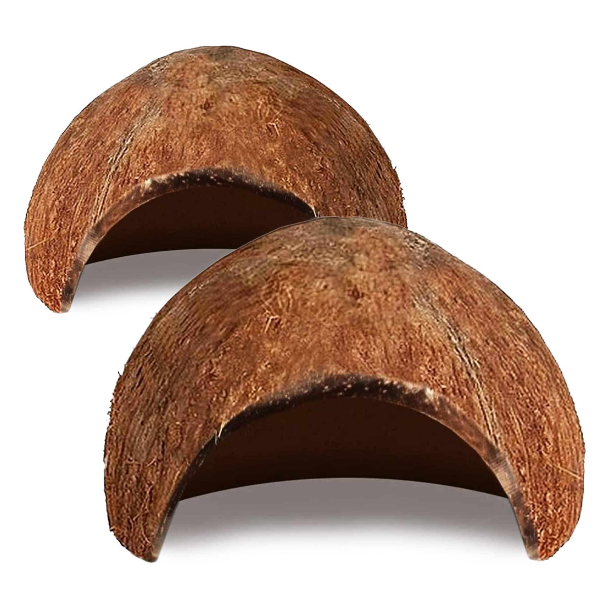 SunGrow Coconut Hut for Crested Gecko, 5x3 Inches Reptile Climbing Hide, Leopard Gecko Tank Cage Habitat Accessories, Smooth-Edged Coconut Shell, for Exercise, Crawling, Perching and Basking Spot
