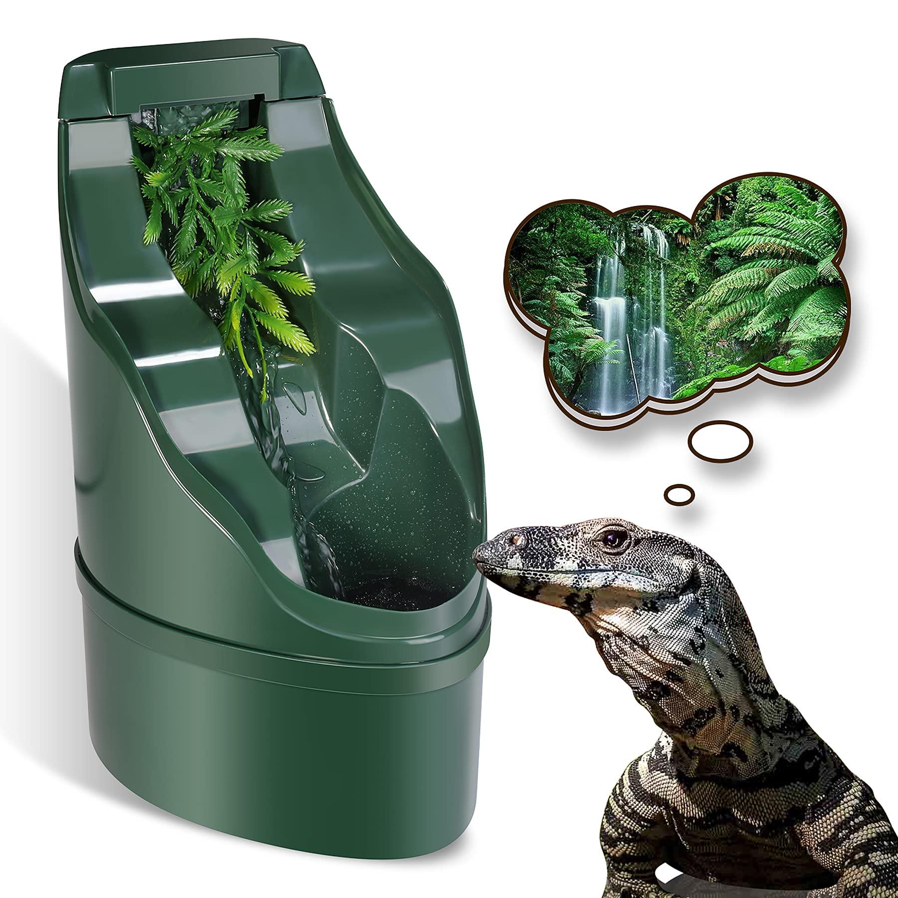 NEPTONION Reptile Chameleon Cantina Drinking Fountain Water dripper Comes with Feeding Tongs and Frosted Tweezer for Lizard Turtle Snake Spider Frog Gecko, Come with an Extra Pump for Replacement