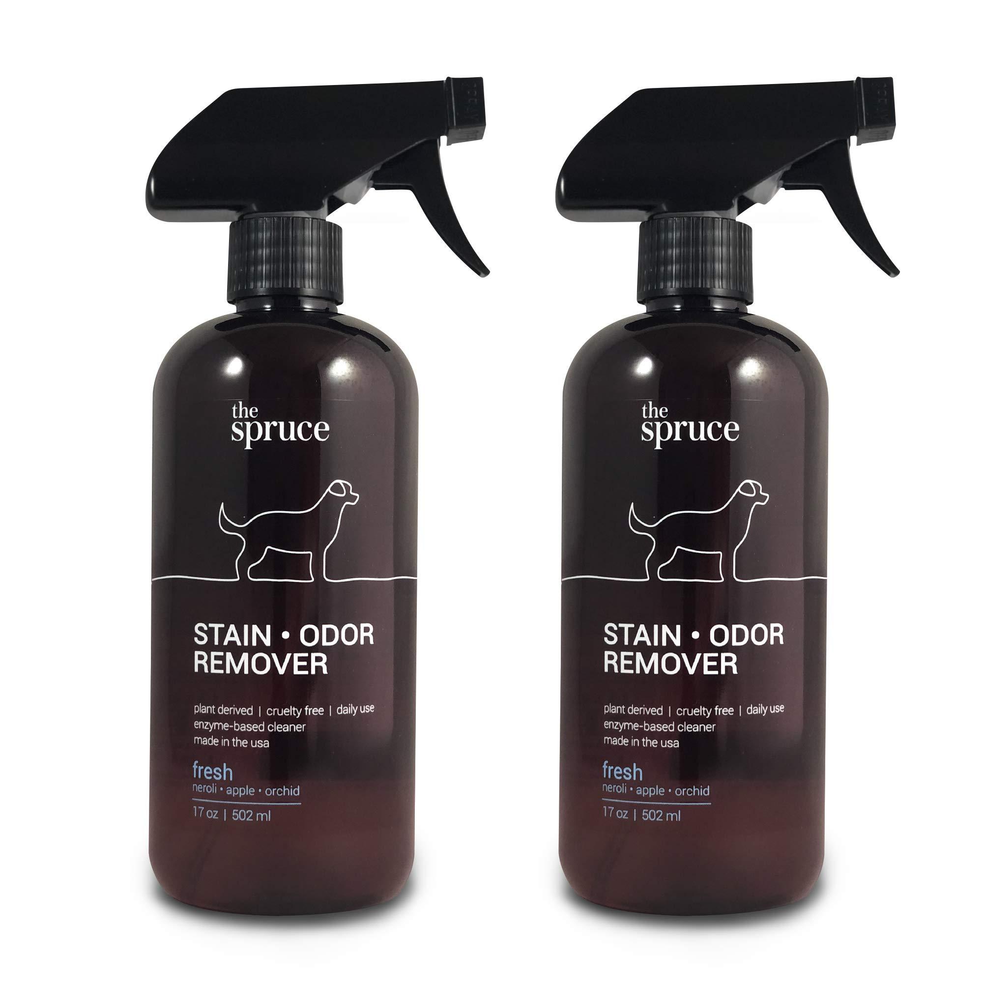 The Spruce Pet Stain & Odor Remover - Plant-Derived Enzyme-Based Cleaner for Dog and Cats Urine, Feces, Vomit, etc. Safe & Effective on Tile, Hardwood, Carpets, and Upholstery - 17 oz, 2 Pack