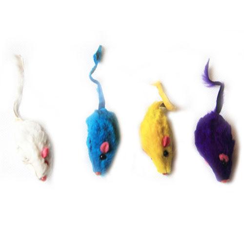 Iconic Pet - Short Hair Fur Mice - 4 Pack - Assorted