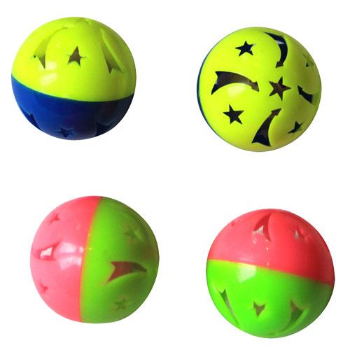 Iconic Pet - Two-Tone Plastic Ball With Bell - 4 Pack - Assorted