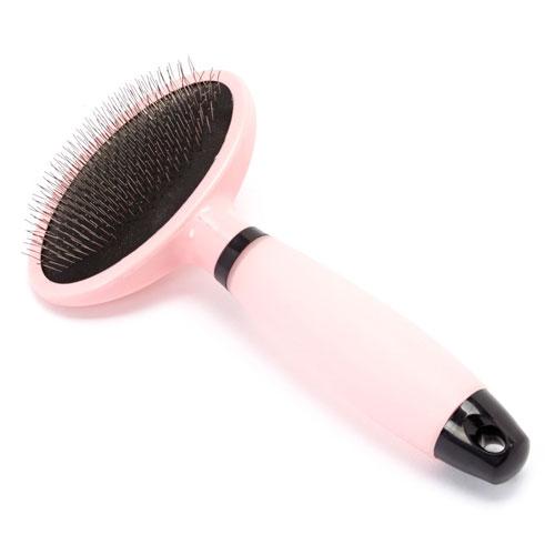Iconic Pet - Slicker Brush with Silica Gel Soft Handle - Pink