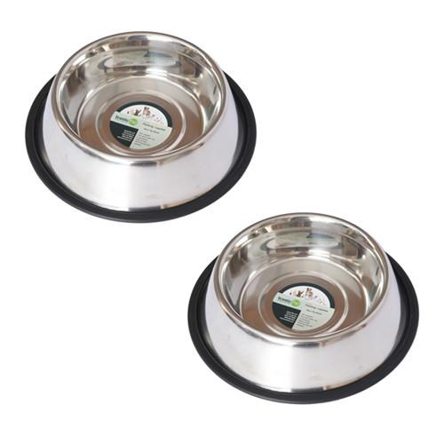 (Set of 2) - Stainless Steel Non-Skid Pet Bowl for Dog or Cat - 16 oz - 2 cup