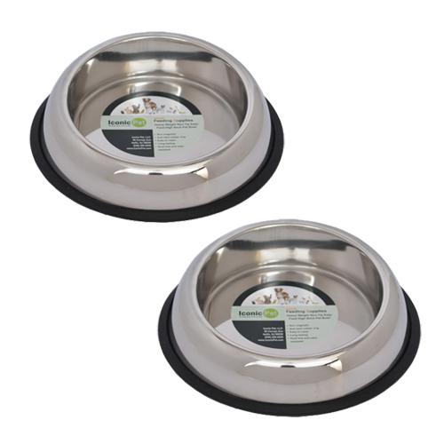 (Set of 2) - Heavy Weight Non-Skid Easy Feed High Back Pet Bowl for Dog or Cat - 8 oz - 1 cup