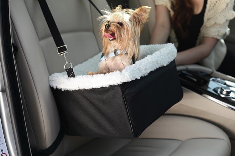Iconic Pet - FurryGo Adjustable Luxury Pet Car Booster Seat - Black - Large