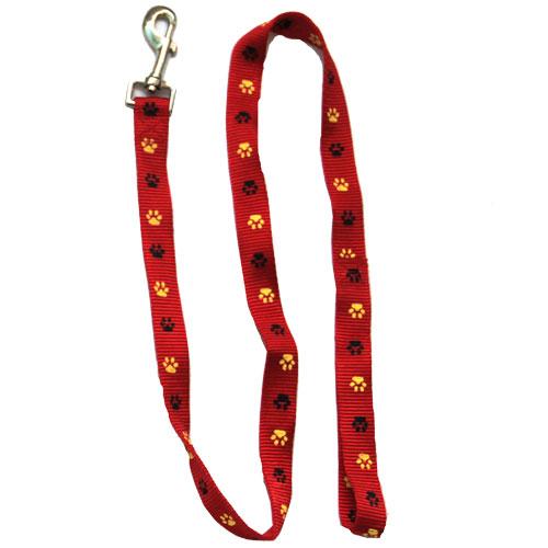 Iconic Pet - Paw Print Leash - Red - Xsmall