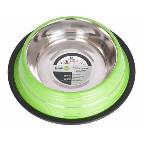 Color Splash Stripe Non-Skid Pet Bowl 16 oz - Green