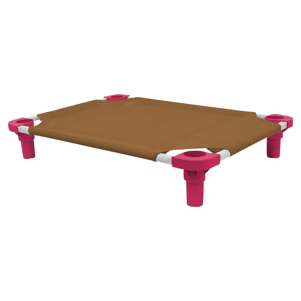 30x22 Pet Cot in Brown with Fuchsia Legs, Unassembled