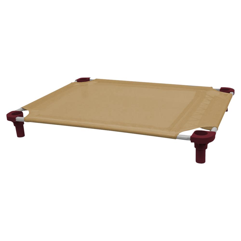 40x30 Pet Cot in Tan with Burgundy Legs, Unassembled