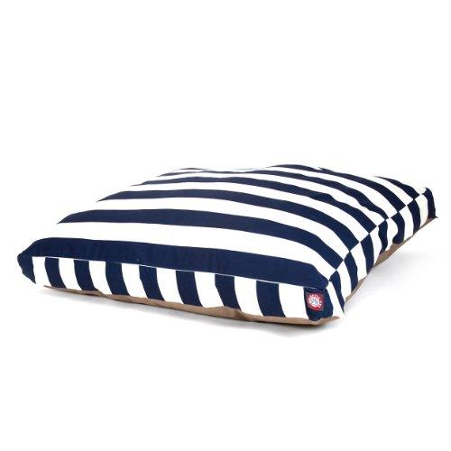 Navy Blue Vertical Stripe Large Rectangle Pet Bed