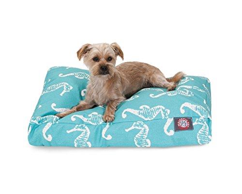 Teal Sea Horse Small Rectangle Pet Bed