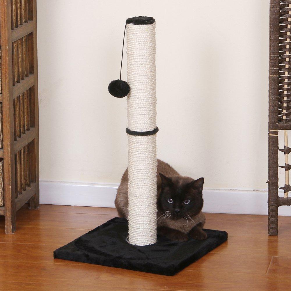 PetPals Stilt Post - Black and Sisal Scratching Post with Toy