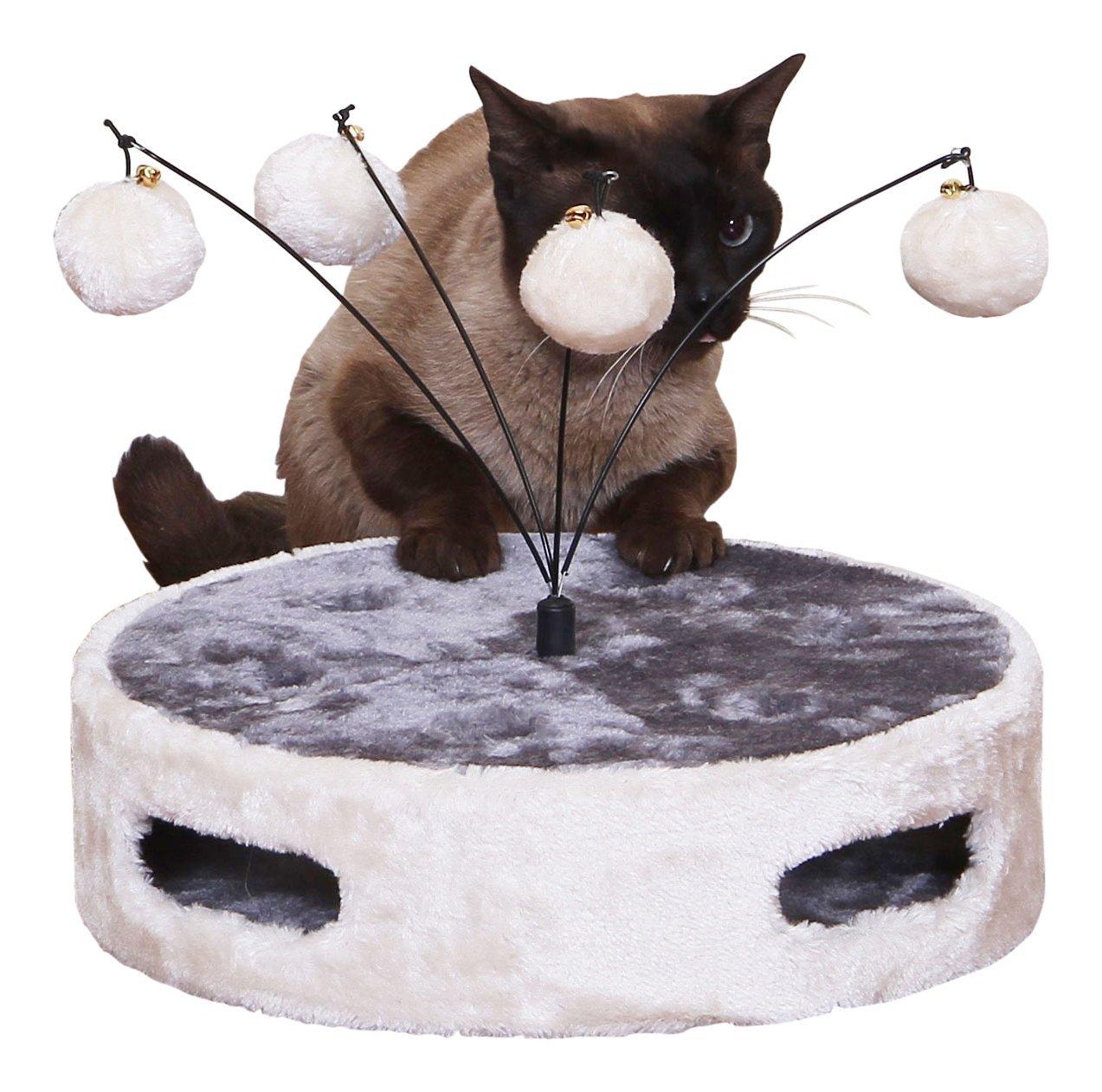 PetPals Calzone (Ivory) - Ivory Round Fun Cat Toy with Teaser Balls